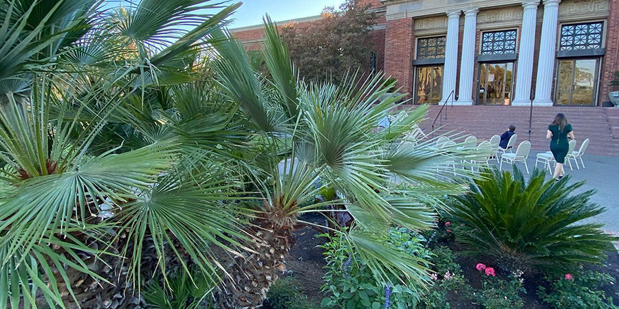 Planter in front of the Haggin Museum